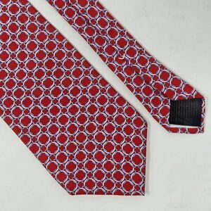 BROOKS BROTHERS MAKERS MERCHANTS SILK TIE RED BLUE WHITE RING PATTERN 3.5" X 59"